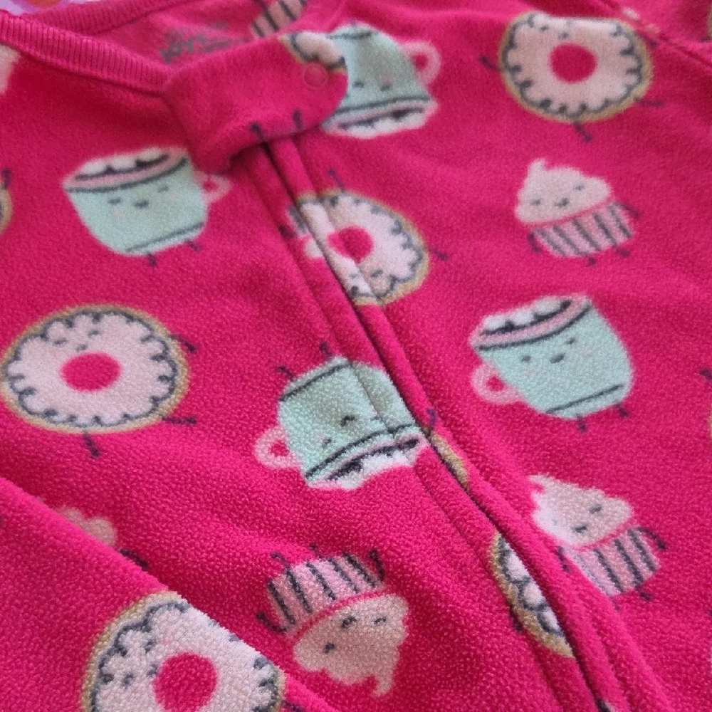 Simple Pink Heart and Cupcake Kids Footie